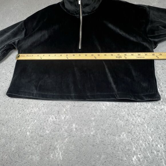 Fabletics Plush Rib Cropped Sweatshirt Wide Leg Pants Matching Set Size ML Black - Picture 6 of 16